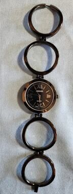 Kessaris Accutime JC313 Women’s Bangle Watch – Sleek Black Open-Loop - New Batt